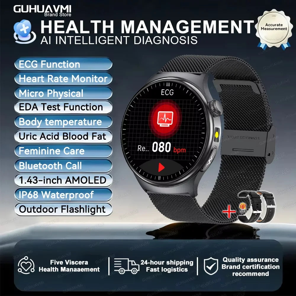2026 New Accurate Diagnosis ECG Smart Watch Body Fat Blood oxygen BP Health Sport HD AMOLED Screen call Smart watch Men women