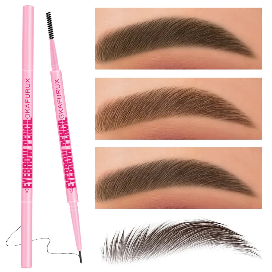 1pcs Ultra-fine Double headed Rotable Eyebrow Pen with Brush Eye Makeup Waterproof Wild Eyebrow Pencil Cosmetic Eyebrow Brush