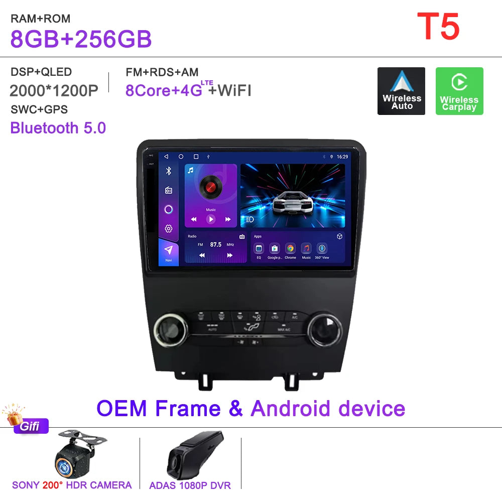 Car Stereo with Apple CarPlay & Android Auto, Compatible with Ford Mustang (2010-2014)