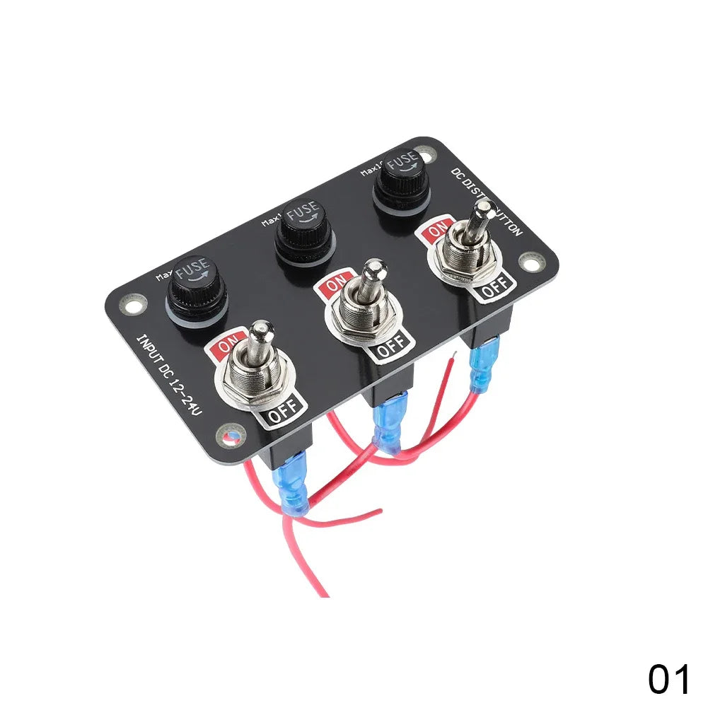 3/6 Gang Toggle Switch Panel On/Off Rocker Toggle Switch with 10A Fuse Racing Cars RV Camper Marine Boat Yacht 12V/24V Switches
