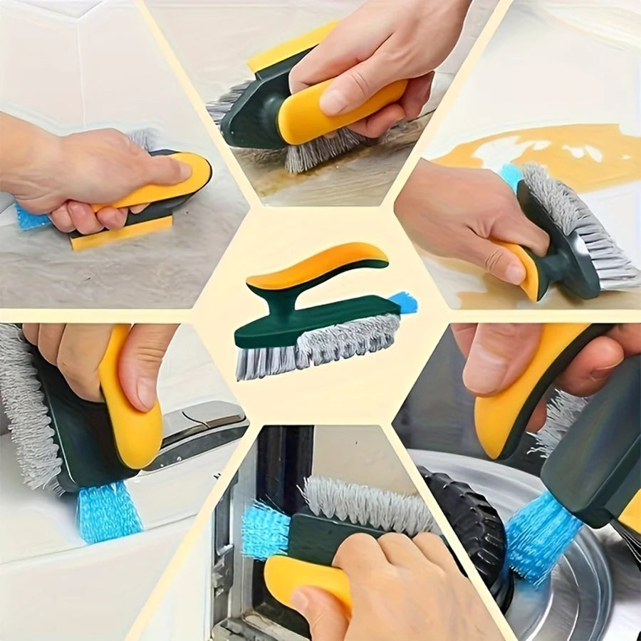1Pcs 2-In-1 Handheld Cleaning Brush - No Dead Spot Multi-Functional for Crevices Windows Stoves Doors Laundry Tables