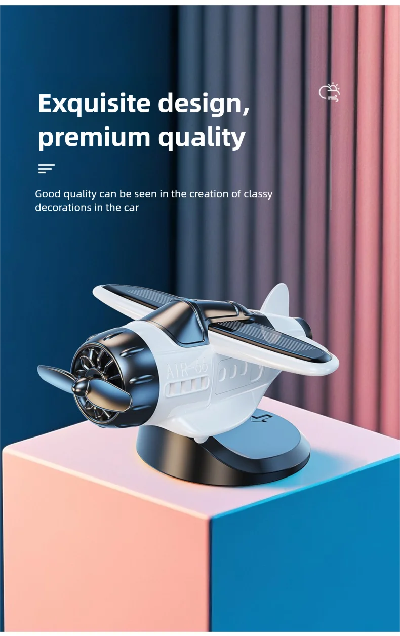 Car Ornament Solar Airplane Ornaments 360 Rotary Car Center Console Powered Aircraft Ornaments Car Interior Decor Accessories