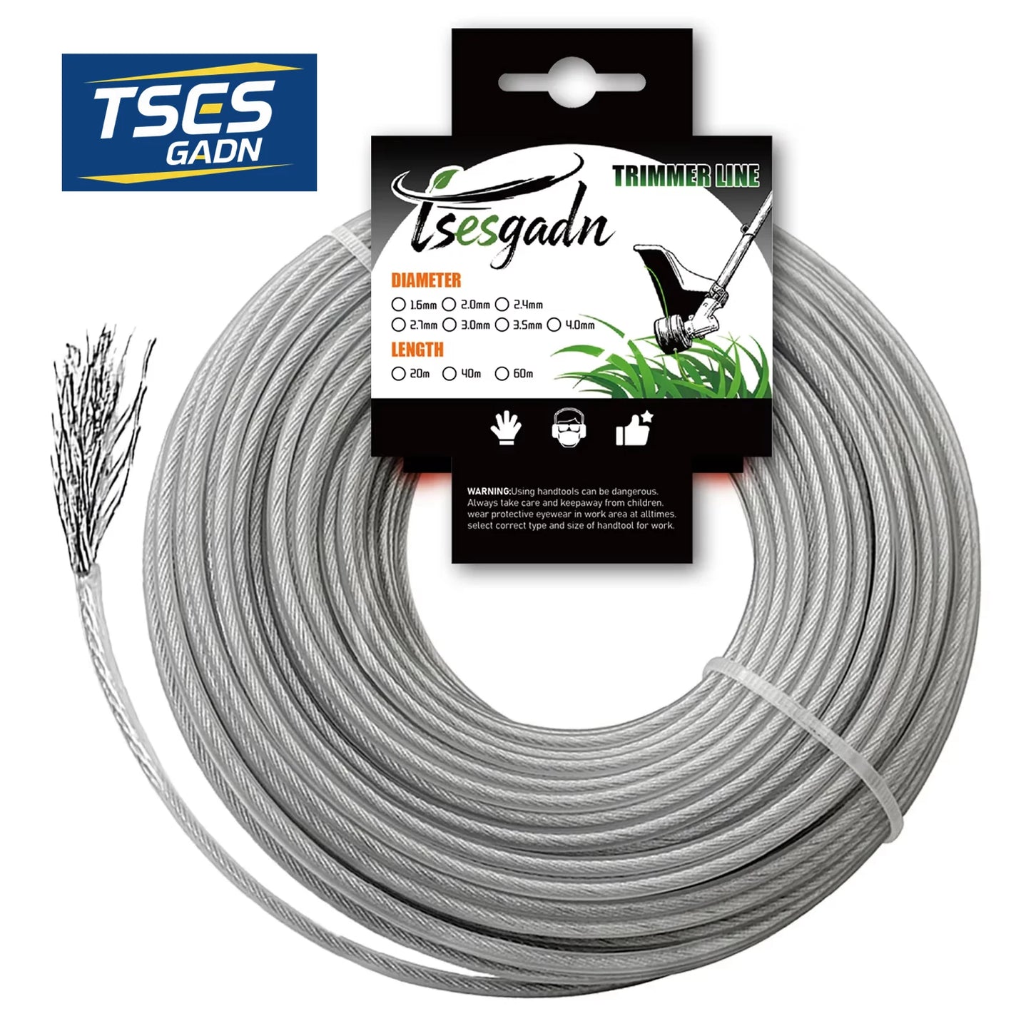Heavy-Duty Steel Core Strimmer Line – 15m Weed Trimmer Replacement Cord | 2mm, 2.4mm, 2.7mm, 3mm, 4mm