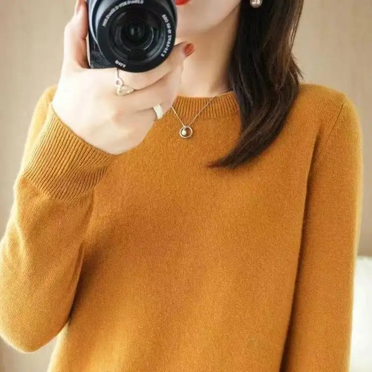 Women's Soft Knit Crew Neck Sweater, Basic Jumper