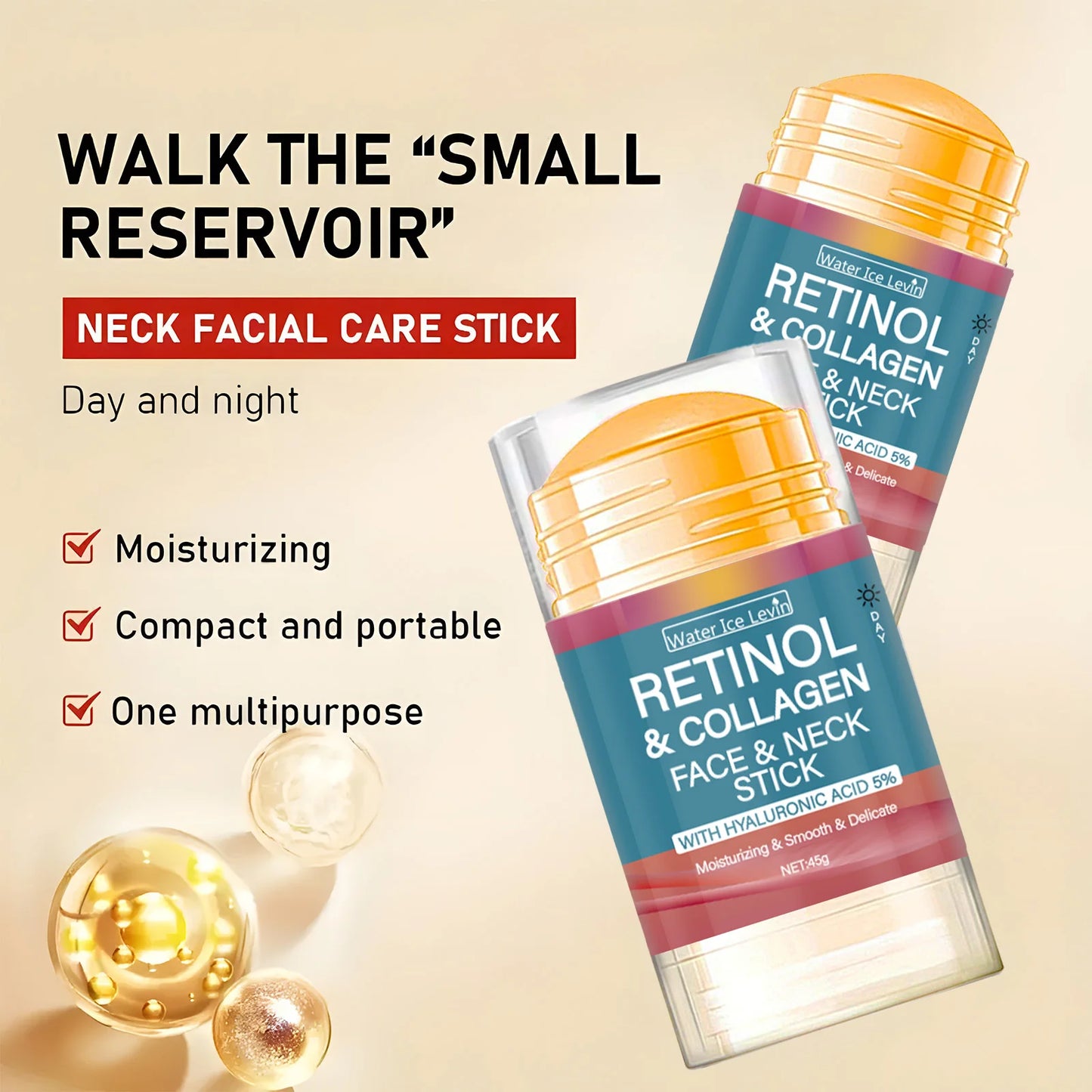 Water Ice Levin Retinol & Collagen Lifting Firming Cream Stick 45g – Wrinkle Smoothing, Whitening & Moisturizing | CPNP Certified | 1, 2 & 3 Pcs