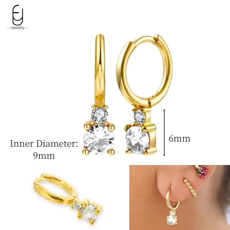 925 Sterling Silver Crystal Drop Earrings for Women - Heart & Flower Studs