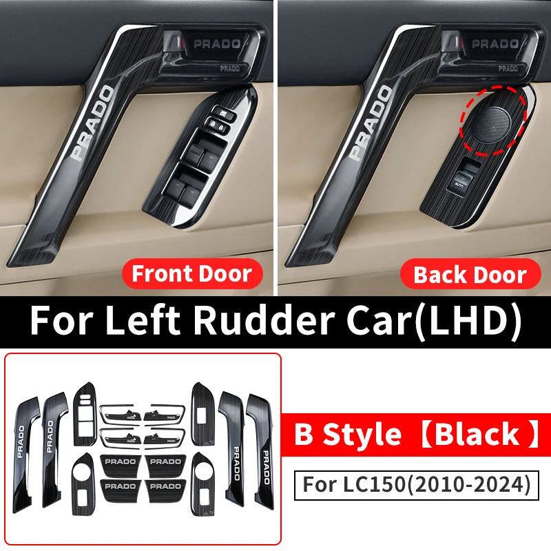 For Toyota Land Cruiser Prado 150 2010-2024 2023 2022 Car Door Handle Decorative Glass Switch Button LC150 Interior Accessories
