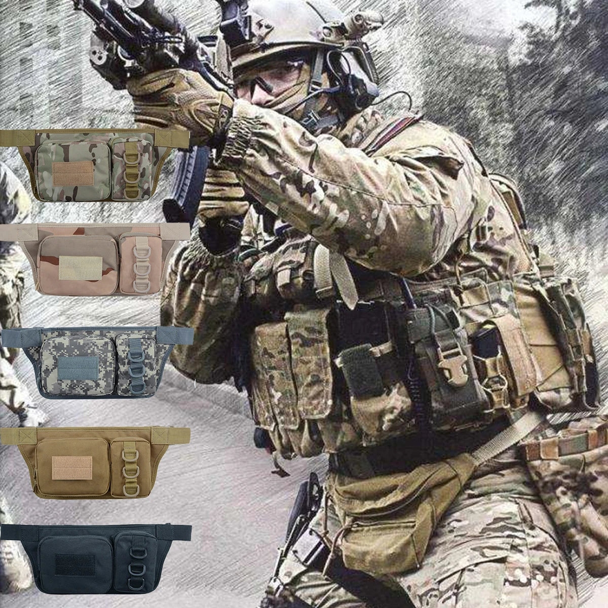 Tactical Waist Pack For Men Fanny Pack Fishing Bags Army Money Belt Sport Travel Cycling Mobile Phone Pouch