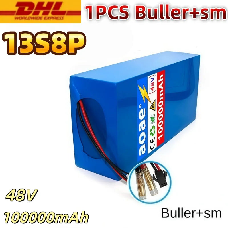 48V 100000mAh 13S8P Battery 2000W Lithium Ion Battery Pack with 50A BMS & Charger