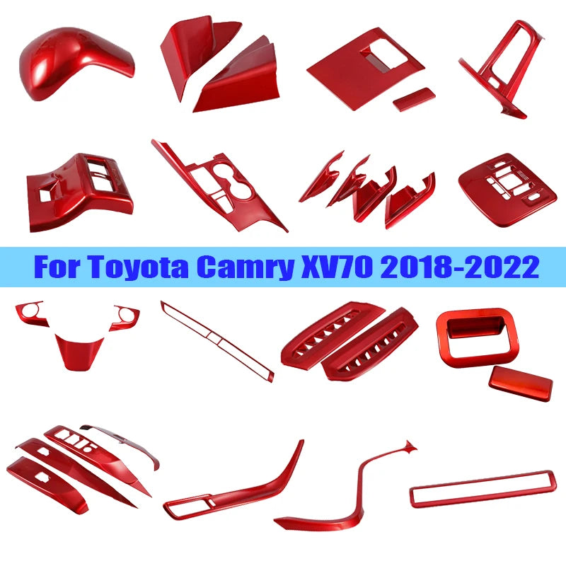 Car Interior For Toyota Camry 2018 2019 2020 2021 2022 ABS Red Steering Wheel Button Decorative Cover  Accessories Car Styling