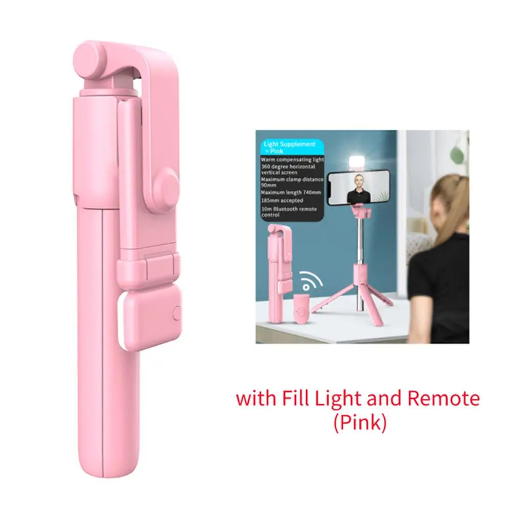 Portable Bluetooth Selfie Stick Tripod – Wireless Remote, Fill Light & Extendable Phone Stand