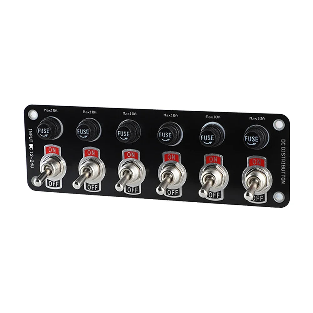 3/6 Gang Toggle Switch Panel On/Off Rocker Toggle Switch with 10A Fuse Racing Cars RV Camper Marine Boat Yacht 12V/24V Switches