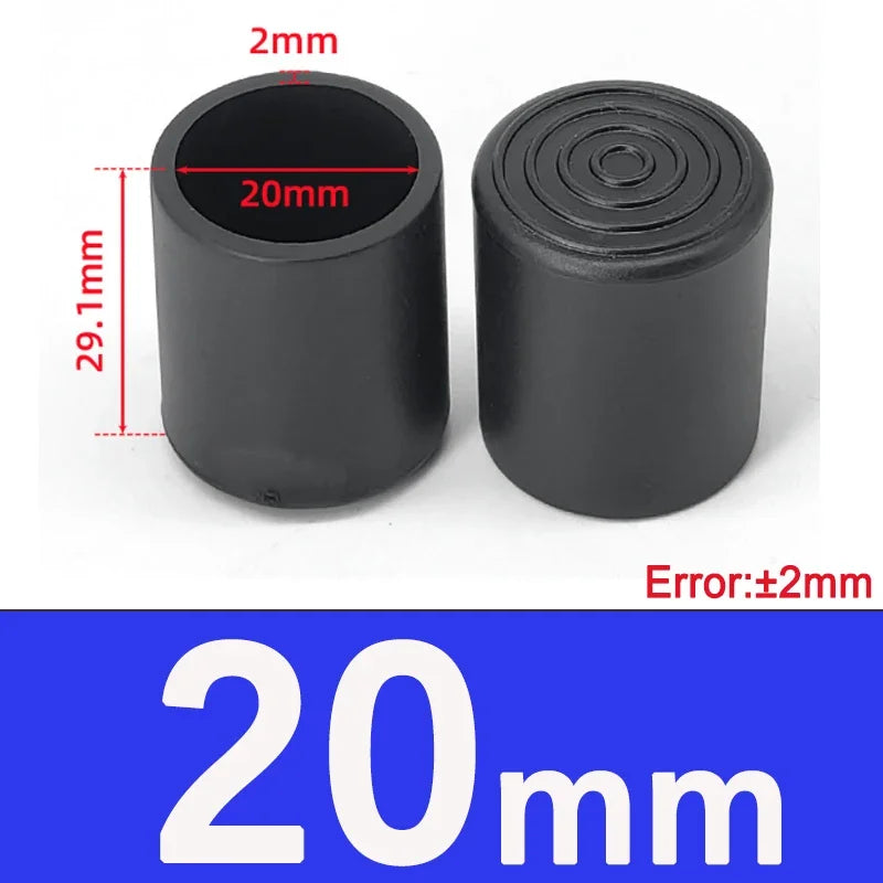 1-20Pcs Round Black PVC Soft Rubber Pipe Sleeve Tube Cap Table Chair Foot Pad Protective Cover 6 8 10 12 14 16 20 22 25 28-100mm