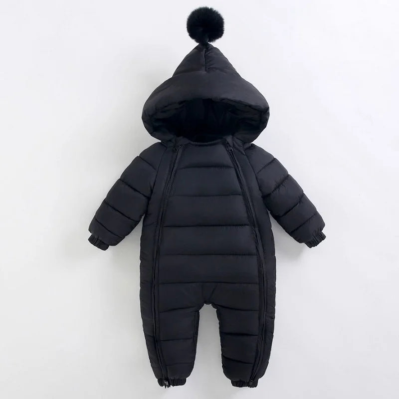 Baby Hooded Puffer Jumpsuit - Thick Plush Winter Romper for Outings - photo 9