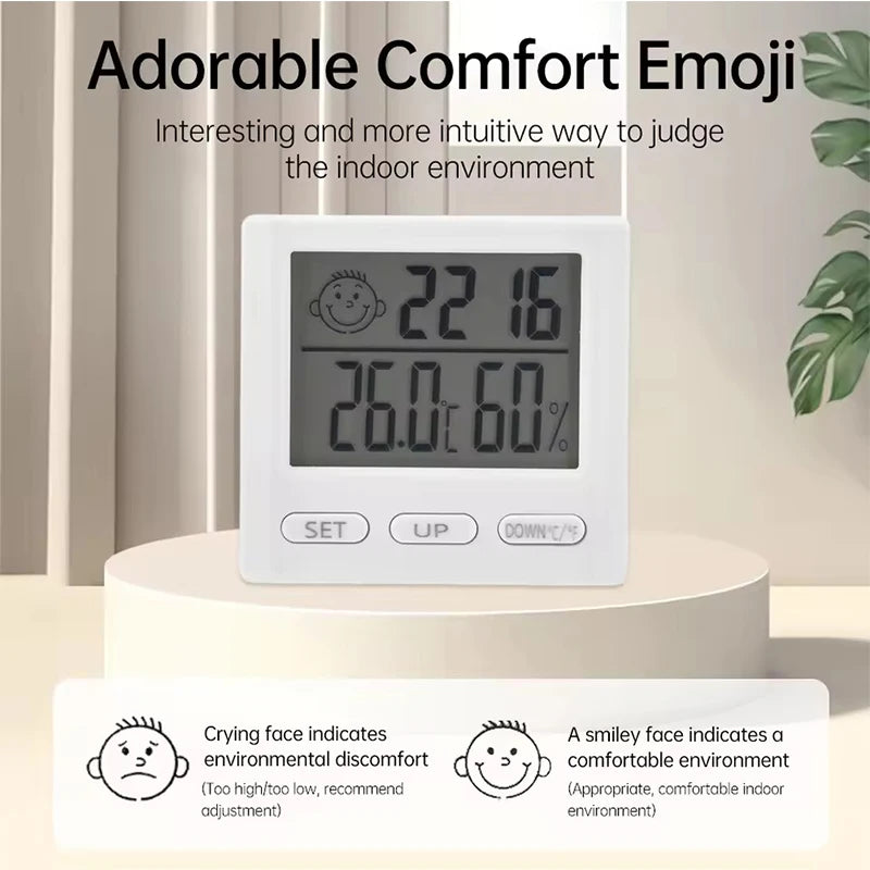 LED Thermometer Thermo-Hygrometer Multifunction Electronic Clock Temperature Humidity Meter Weather Station for Home With Alarm