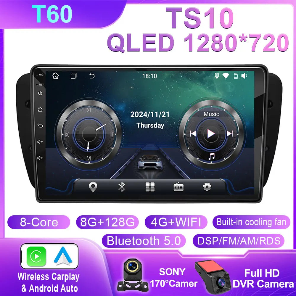 Car Radio For Seat Ibiza MK4 6J 2008-2015 Android Auto CarPlay GPS Navigation Multimedia Bluetooth 4G WIFI Car Head Unit No 2Din