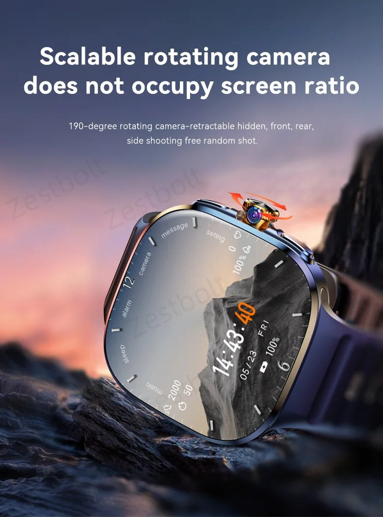 Cellular M99 Smartwatch 2.4 inch Amoled Screen insert 4G/5G Sim Card GPS WIFI 190° Rotating Camera Game Android 10.0 Smart Watch