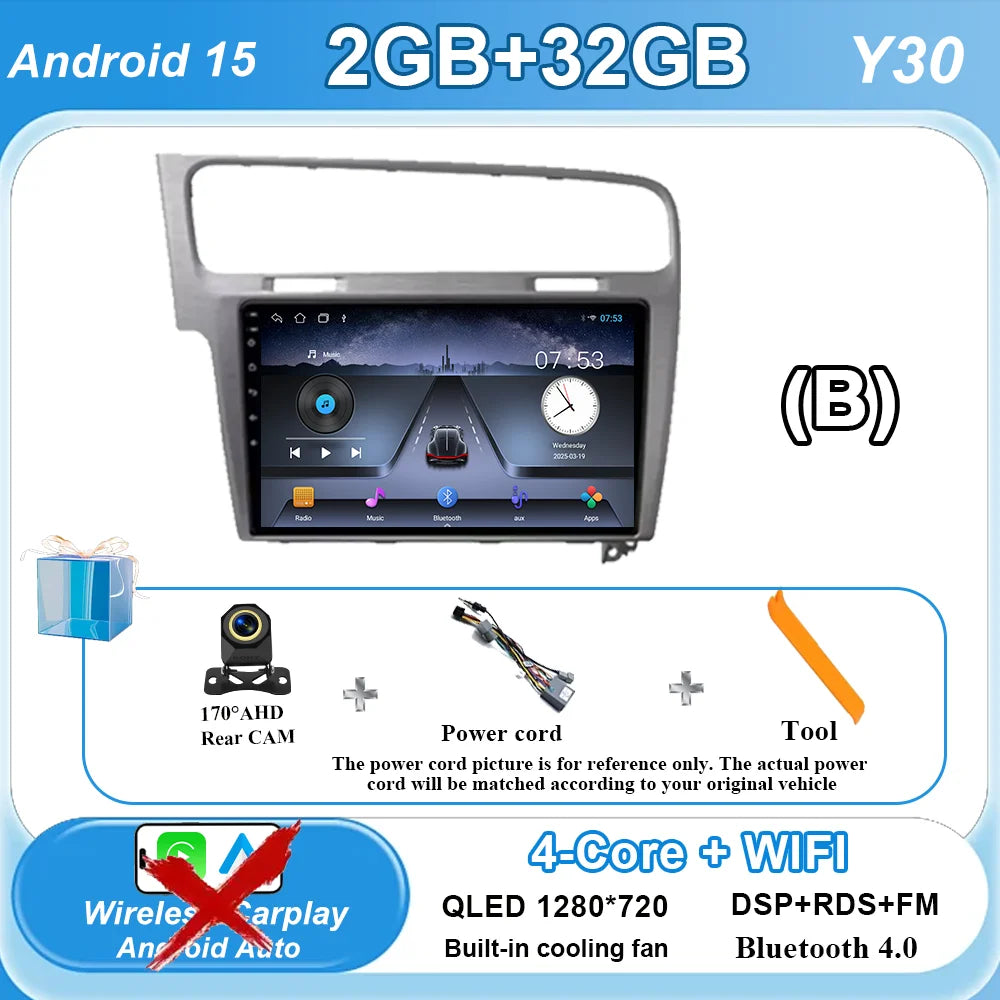 Car Stereo with Apple CarPlay & Android Auto, Compatible with VW Golf 7 (2012-2020)