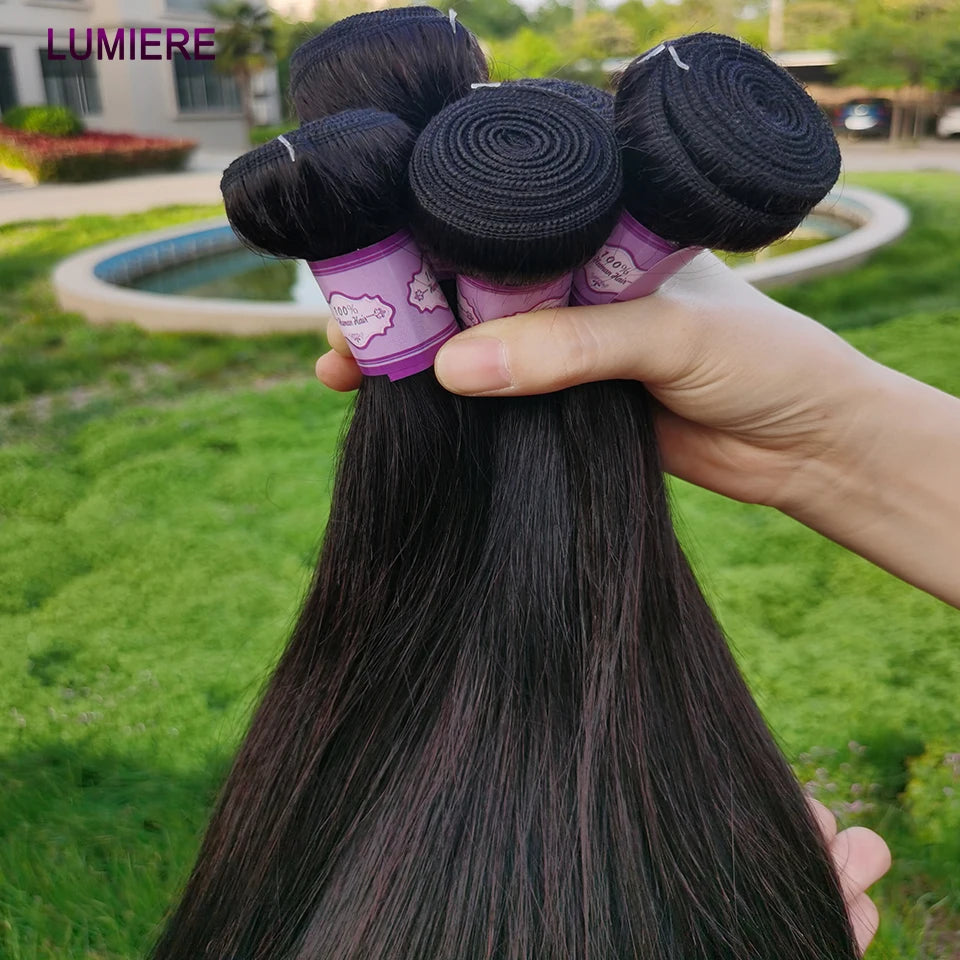 32 Inch 18A Bone Straight Human Hair Bundles 3/4 Bundles Hair 100% Raw Human Hair Bundles Deal Brazilian Virgin Hair Extensions