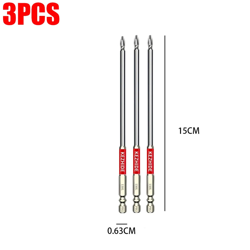 High Magnetic Screwdriver Drill Bit Set Universal Anti-Slip Teeth Phillips Magnetic Electric Screwdriver Set Lengths 25-150mm