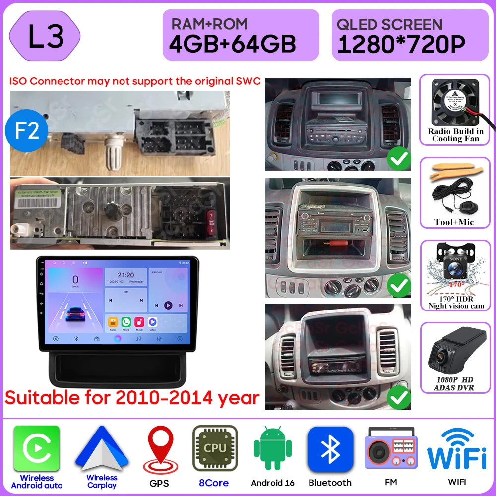 Car Stereo with Apple CarPlay & Android Auto, Compatible with Renault Trafic 2, Opel Vivaro A & Nissan Primastar