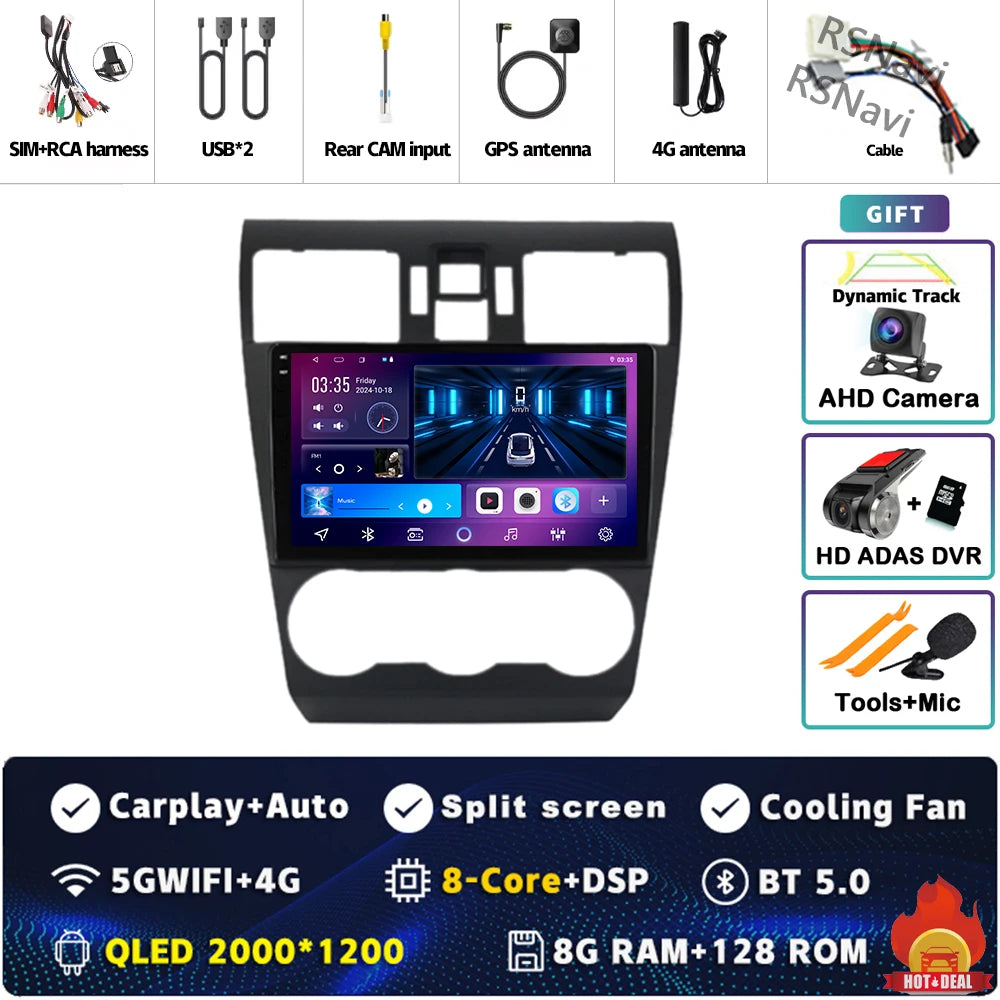 Android 16 For Subaru Forester WRX XV 2012 - 2018 2K QLED Stereo Car Radio Multimedia Video Player GPS 4G CarPlay