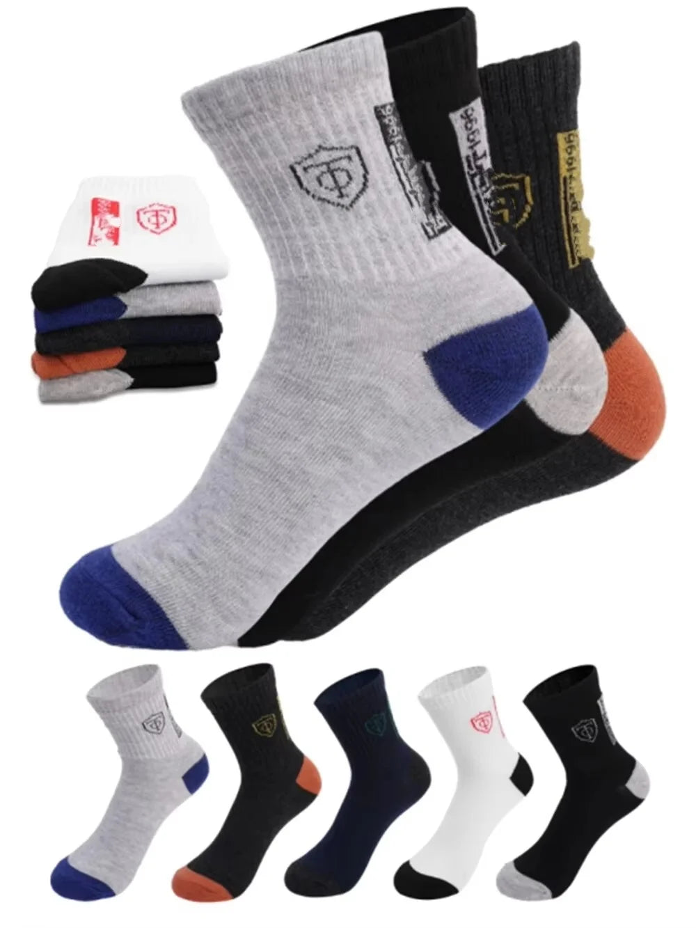 Men's Cotton Blend Crew Socks, 5 Pairs
