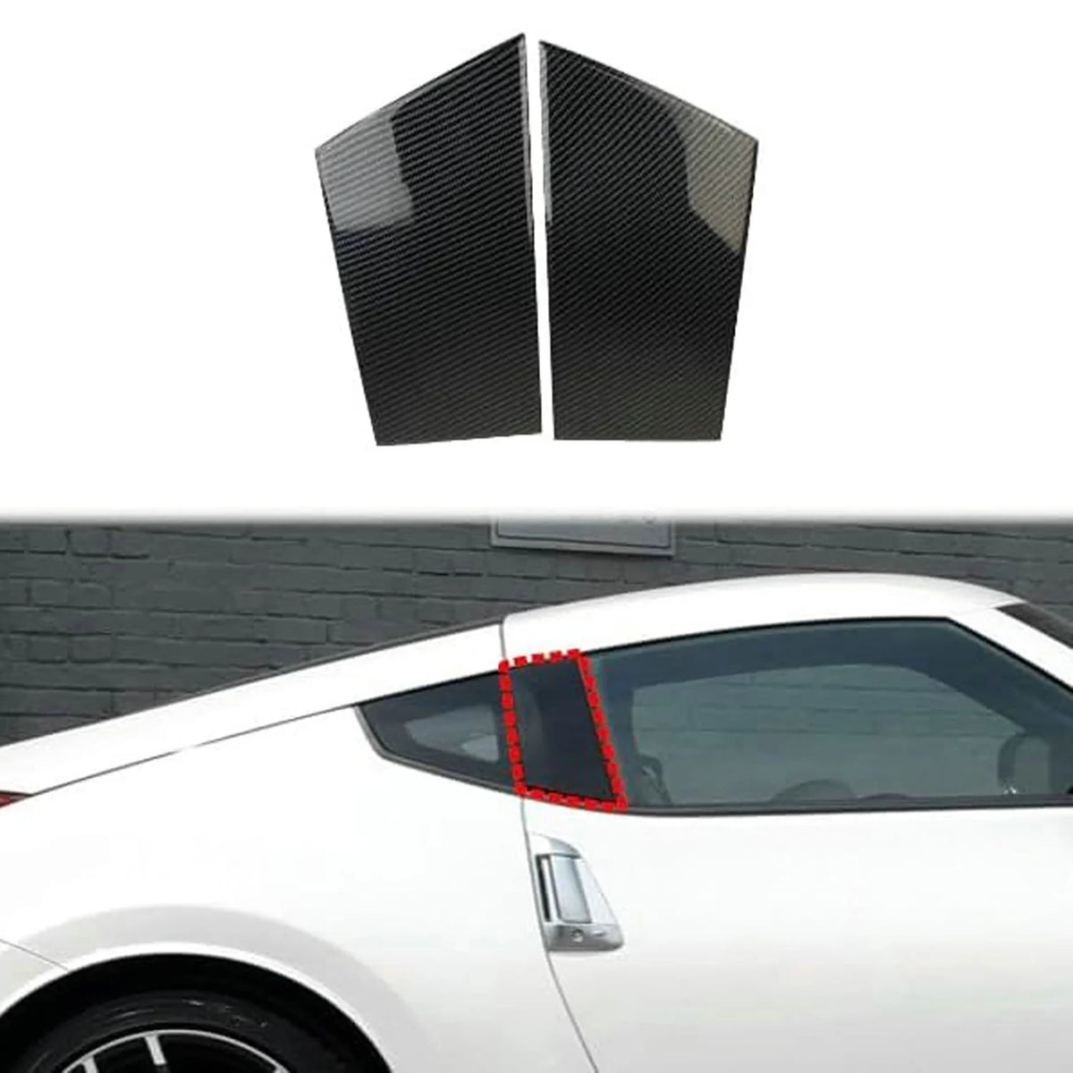 2Pcs Exterior Car Window Pillar Trim Cover Carbon Fiber For Nissan 370Z 2009-2020 Automobiles Parts Accessories Exterior Parts
