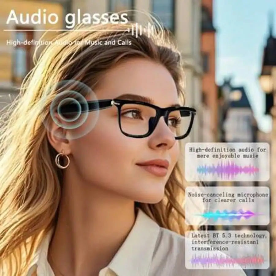 AI Smart Glasses, New Multifunctional Audio Glasses For Men And Women, Support Real-Time Translation For 160+ Languages And Video Translation, Equipped With Chat GPT System, Built-In Microphone And Speaker, HD Voice Calls And