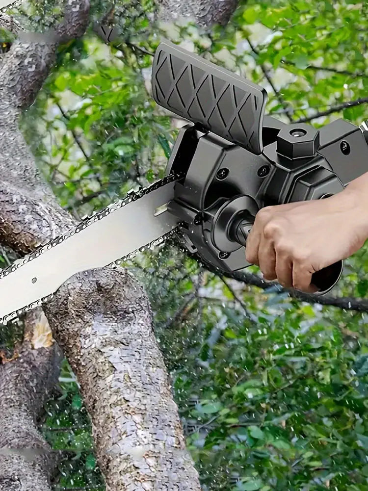 4/6“Mini Chainsaw Drill Conversion Electric Handheld Lawn Garden Saw Woodworking Log Cutting Home Use Portable Power Tool
