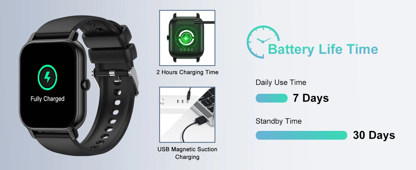 Jxrev 1.85" Ultra Thin Smartwatch with Bluetooth Calling & GPS – IP68 Waterproof | 110+ Sport Modes, Heart Rate, Sleep & Calorie Tracker for Android & iOS