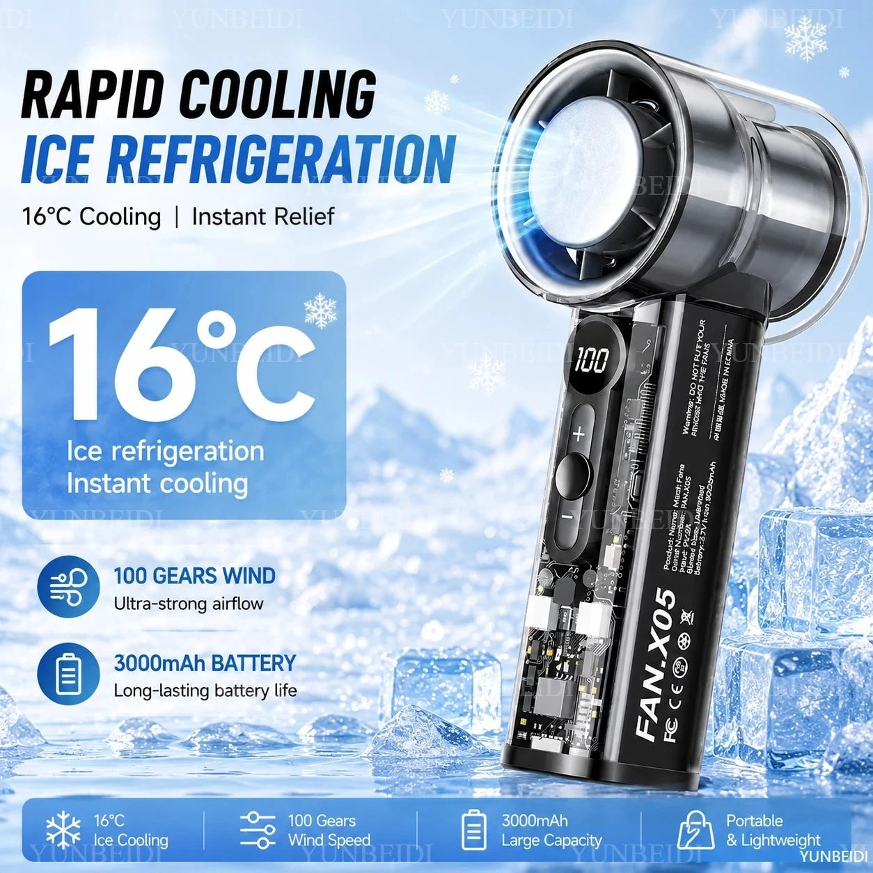 3-in-1 Portable Evaporative Air Cooler – Misting Fan, Humidifier & LED Light
