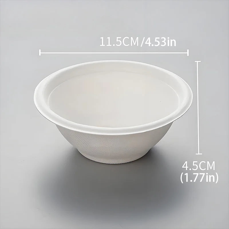 50PCS Disposable White Pulp Bowls – 100% Biodegradable, Microwave & Freezer Safe | 11.5x4.5cm