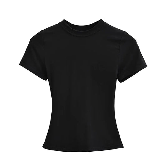 Y2K Women's Slim Fit Solid T-Shirt - Casual Short Sleeve Top - photo 5