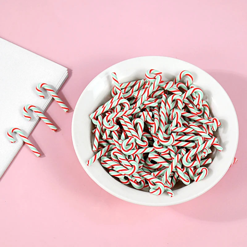 10/30/50Pcs Mini Candy Cane Christmas Decoration Red White Resin Candy DIY Crafts Xmas Pendant Navidad Home Decor 2026 New Year