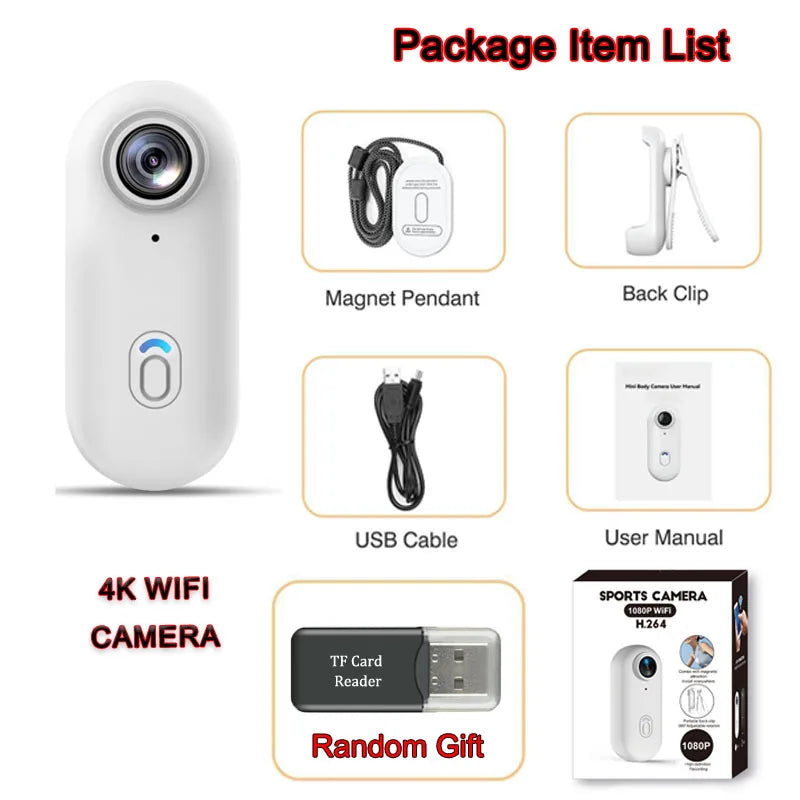 4K Mini Vlog Camera — Portable WiFi Action Body Cam