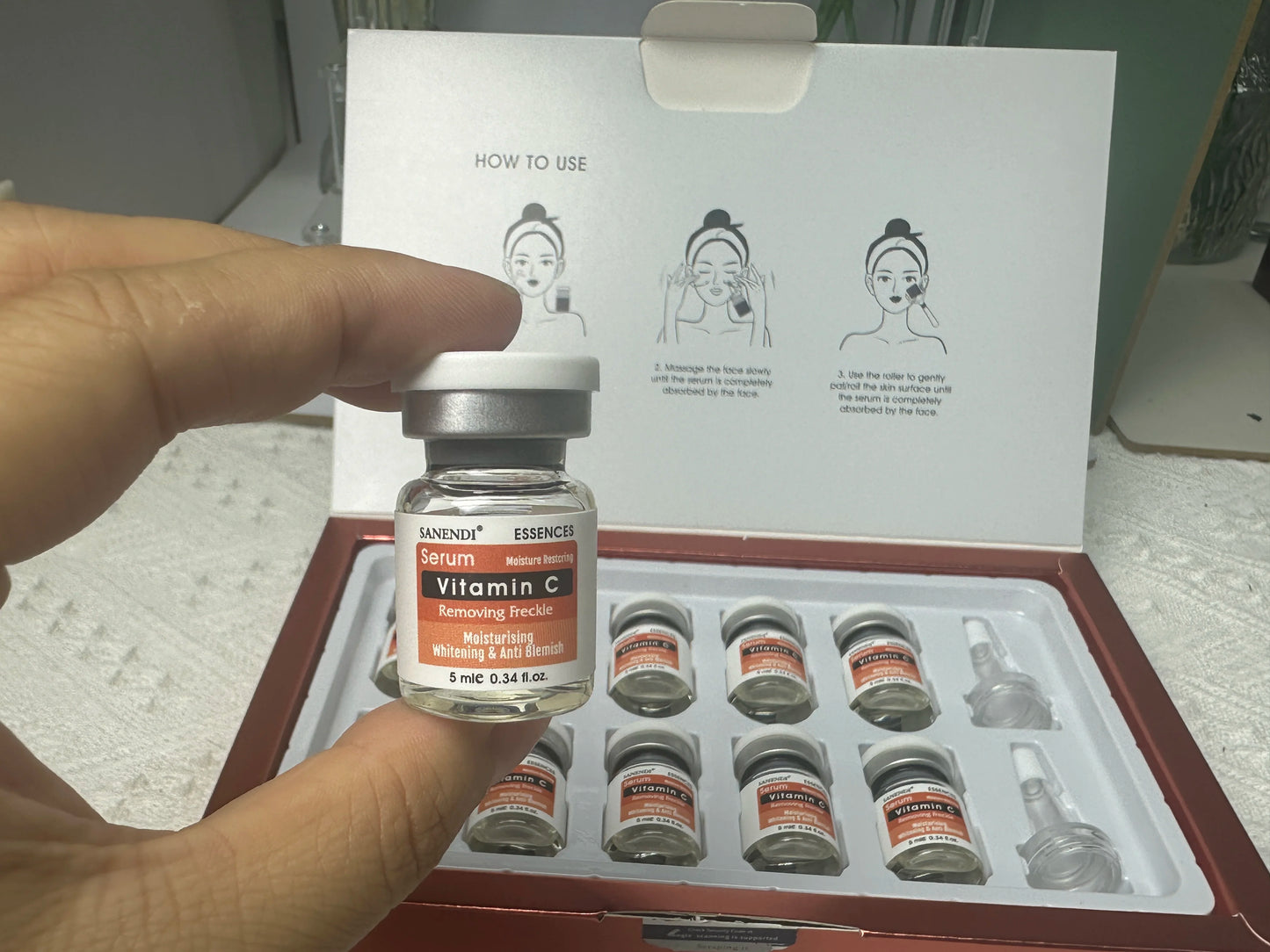 Six Peptide Ampoule Serum 10PCS – Hyaluronic Acid, Snail & Vitamin C Korean Skin Care for Dr.Pen
