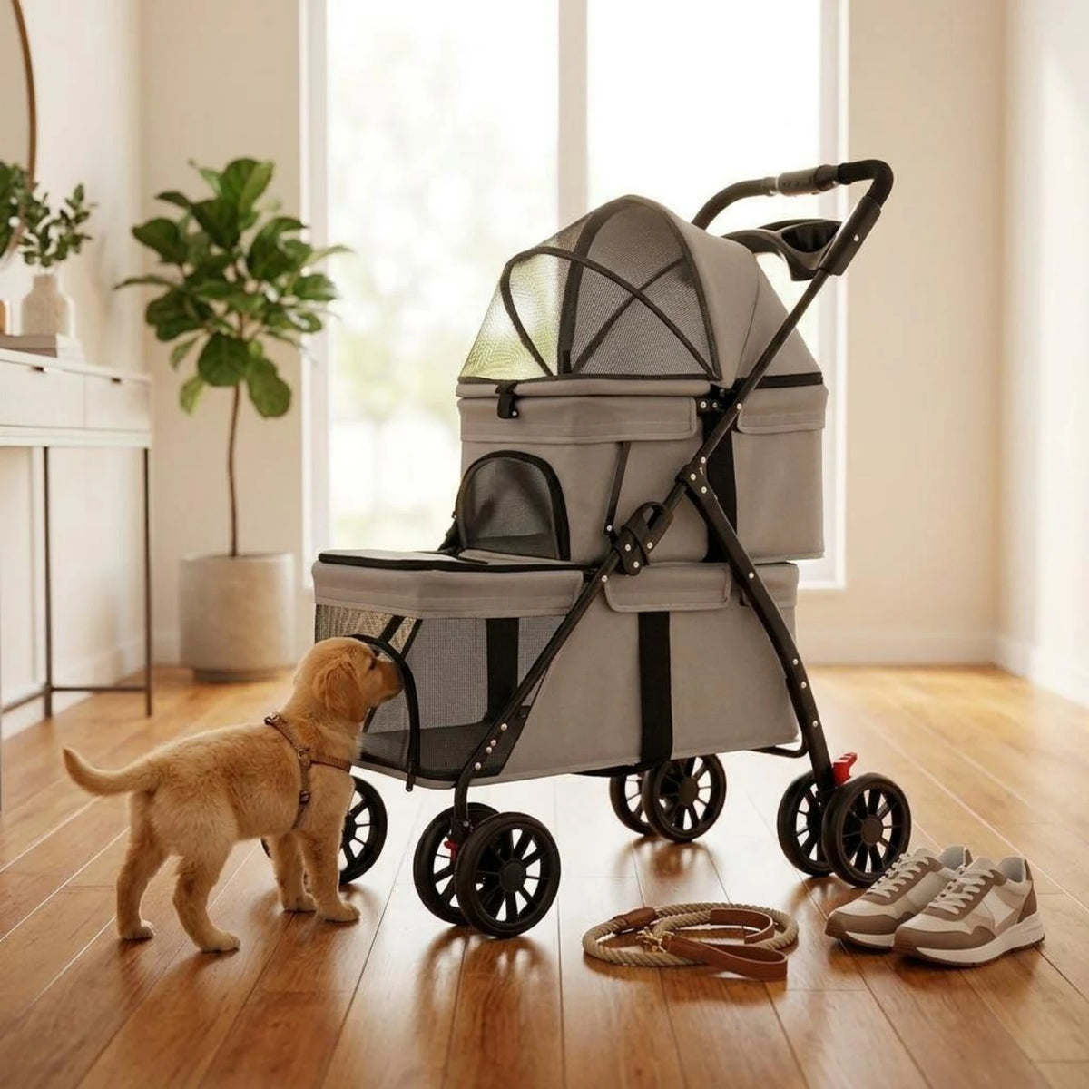 Double-Deck Pet Stroller - Breathable Mesh Travel Cart – photo 2