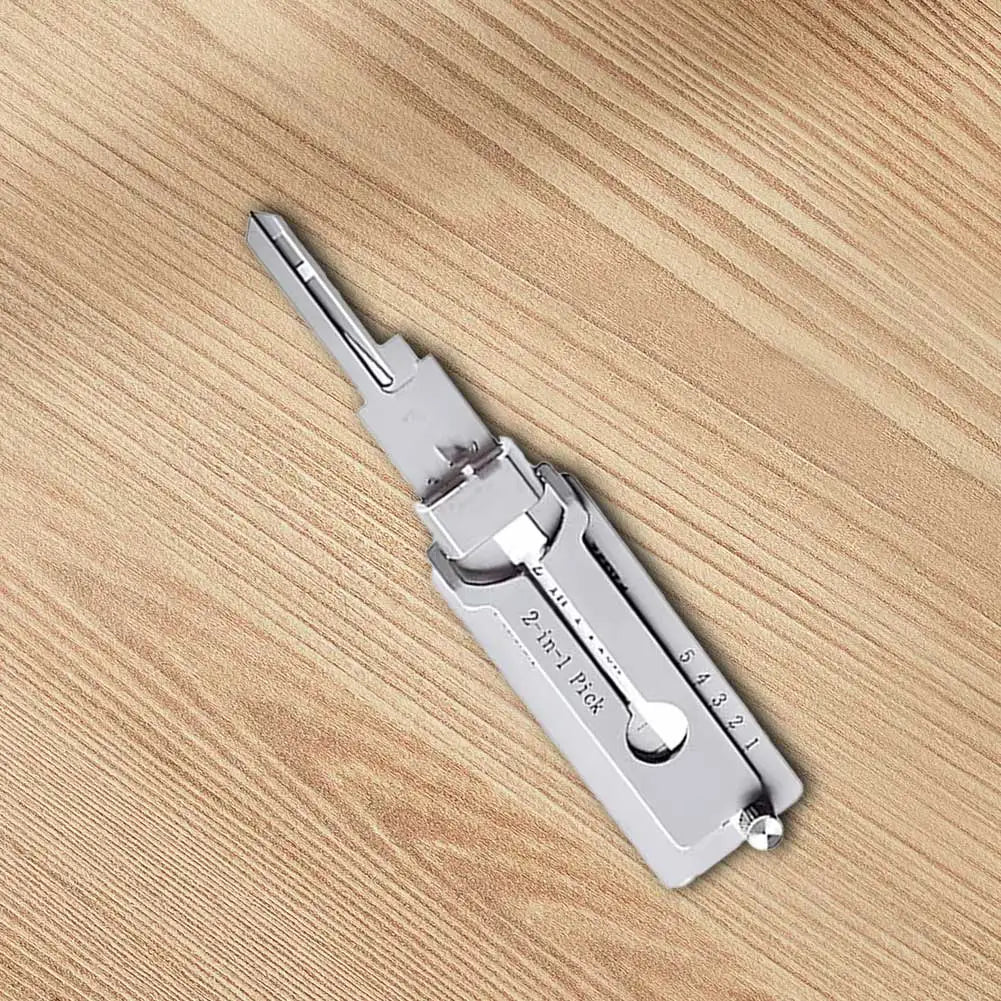 ANENG SS001 Stainless Steel Key Decoder – 2-in-1 Hook & Pick Lock Decoder with O-Ring Pickup Kit | Silver | Locksmith Hand Tool