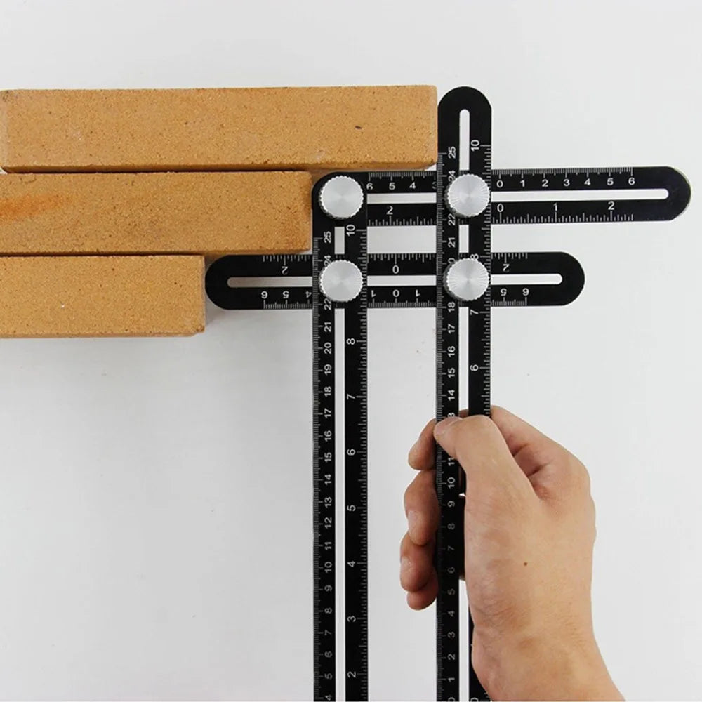 6-Fold Angle Measuring Ruler, Aluminium Tile Drilling Template