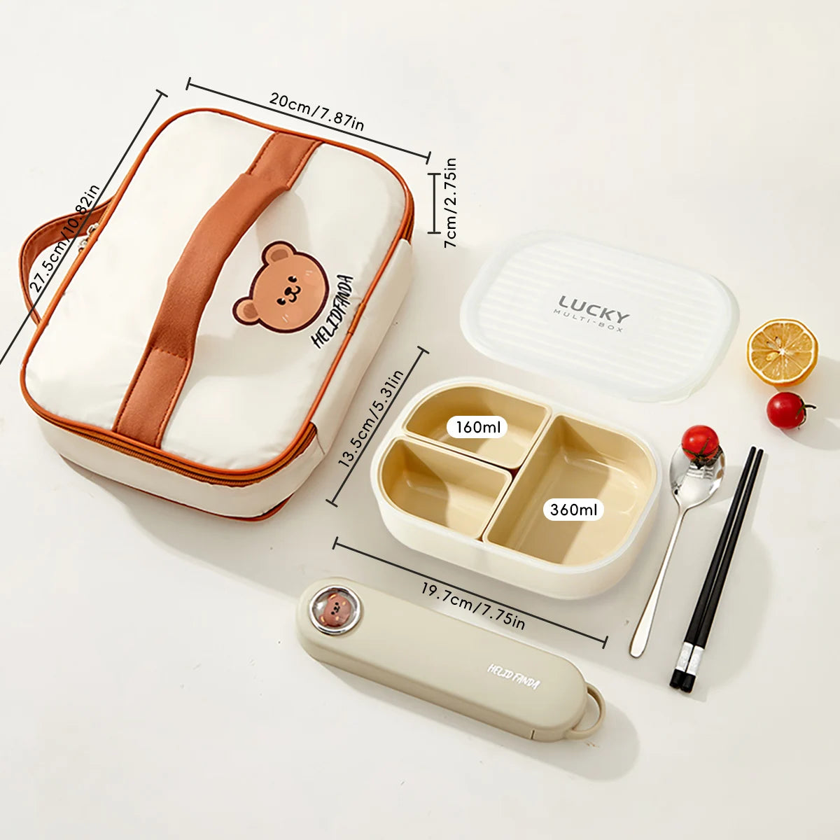 WORTHBUY 3 Grids Microwave Plastic Lunch Box Portable Detachable Fruit Bento Box Stackable Food Container For School Office