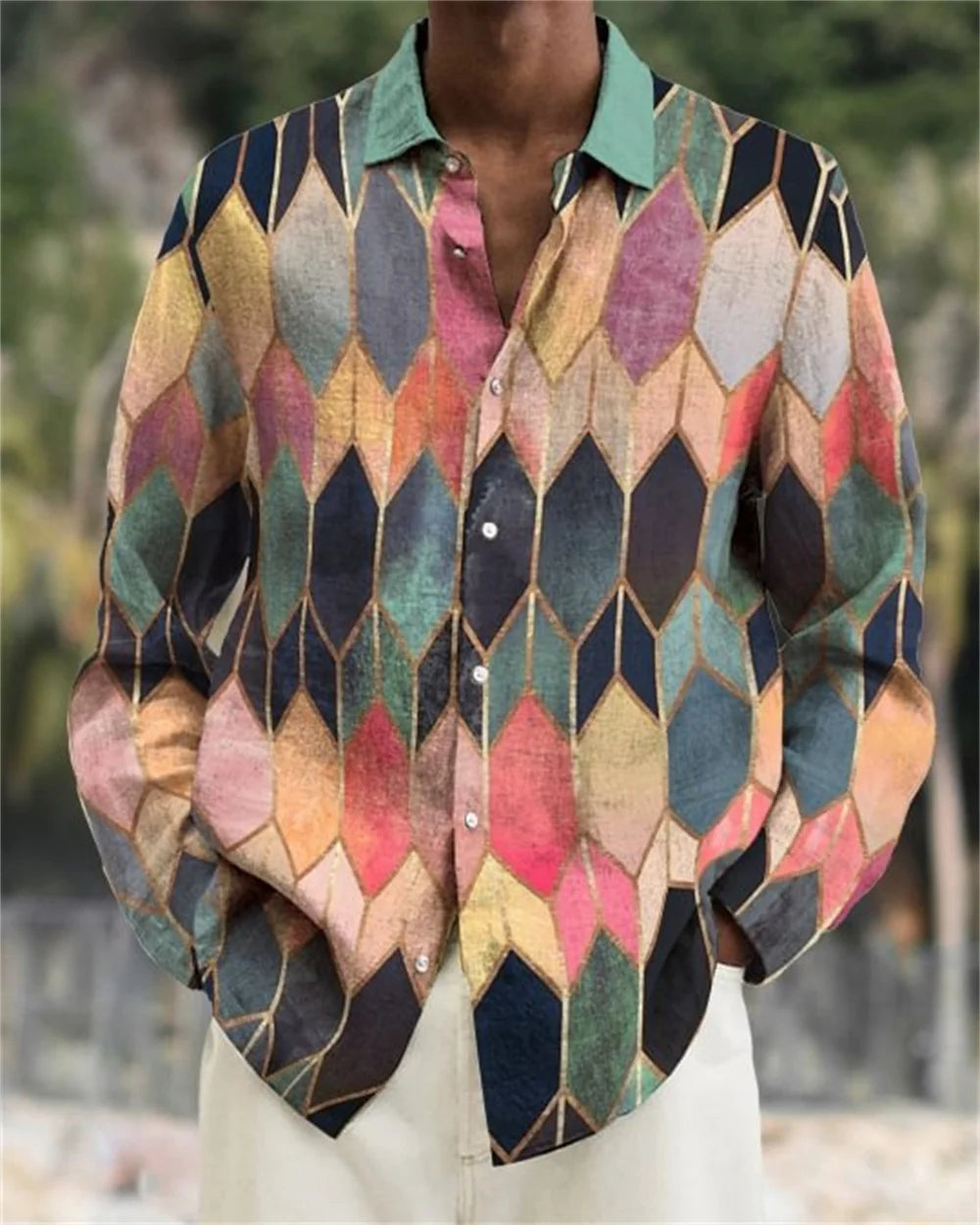 2024 Men's long sleeved shirt Flame Rose pattern 3D printed top for spring autumn new fashion casual men's unisex clothing