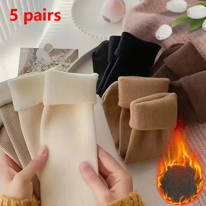 Women's Fuzzy Snow Socks - Thick Warm Sleep Socks 5 Pairs