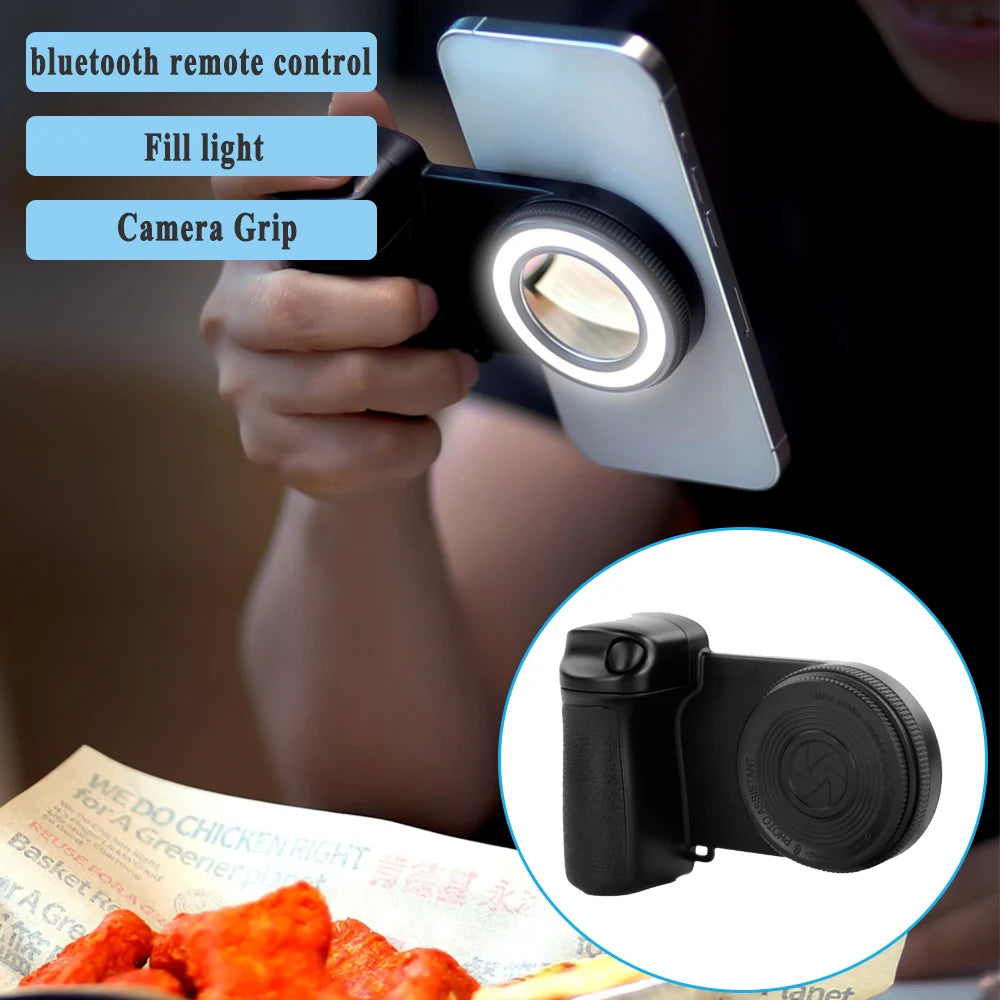 Smartphone Camera Shutter Grip Wireless bluetooth Selfie Handle Camera Photo Stabilizer with Fill Light for Iphone Android