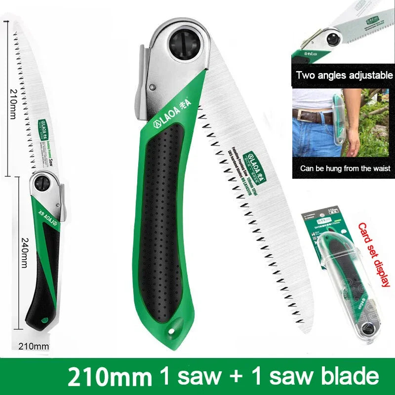 LAOA SK5 Folding Garden Saw – Portable Hand Pruning Saw for Branches, Camping & Logging