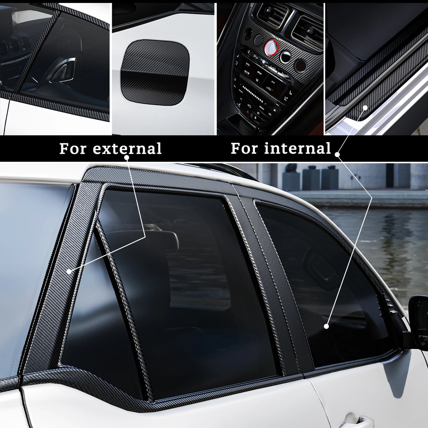 Carbon Fiber Car Body Vinyl Wrap Matte Accessories Glossy Black Sticker 3D 4D 5D 6D Auto Foil Cover Mirror Door Film Inner Out