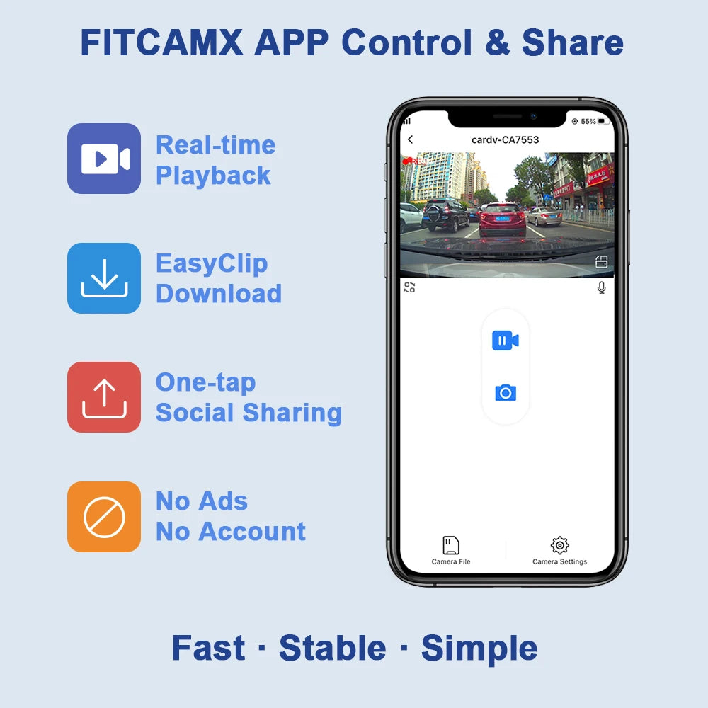 FITCAMX 4K Dash Cam for Volvo XC60 S90 V90 XC40 XC90 – Front & Rear DVR with WiFi App | Plug & Play