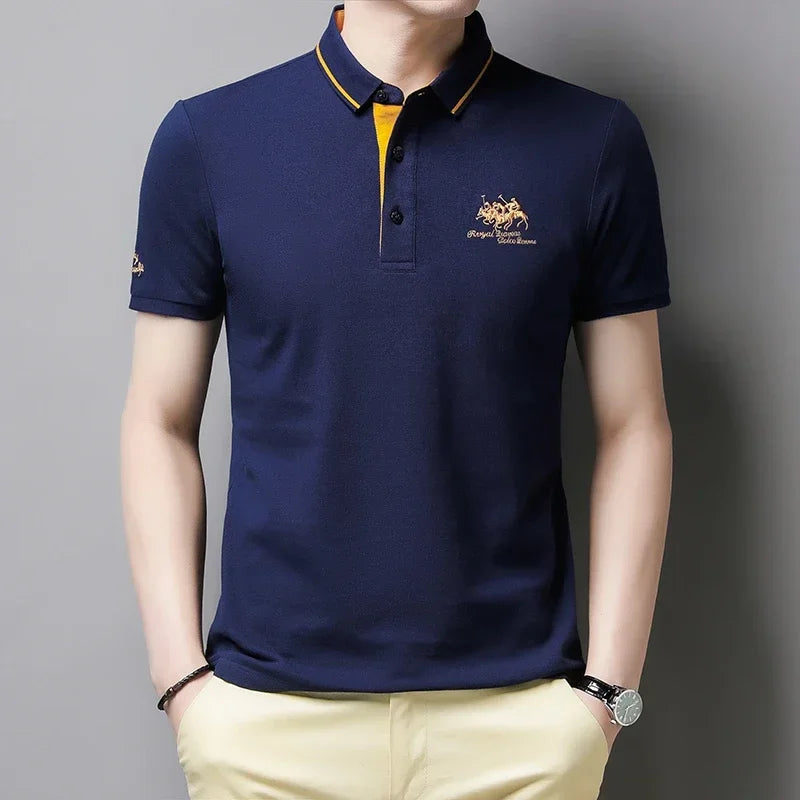 Men's Embroidered Polo Shirt - Short Sleeve, Casual Summer Top