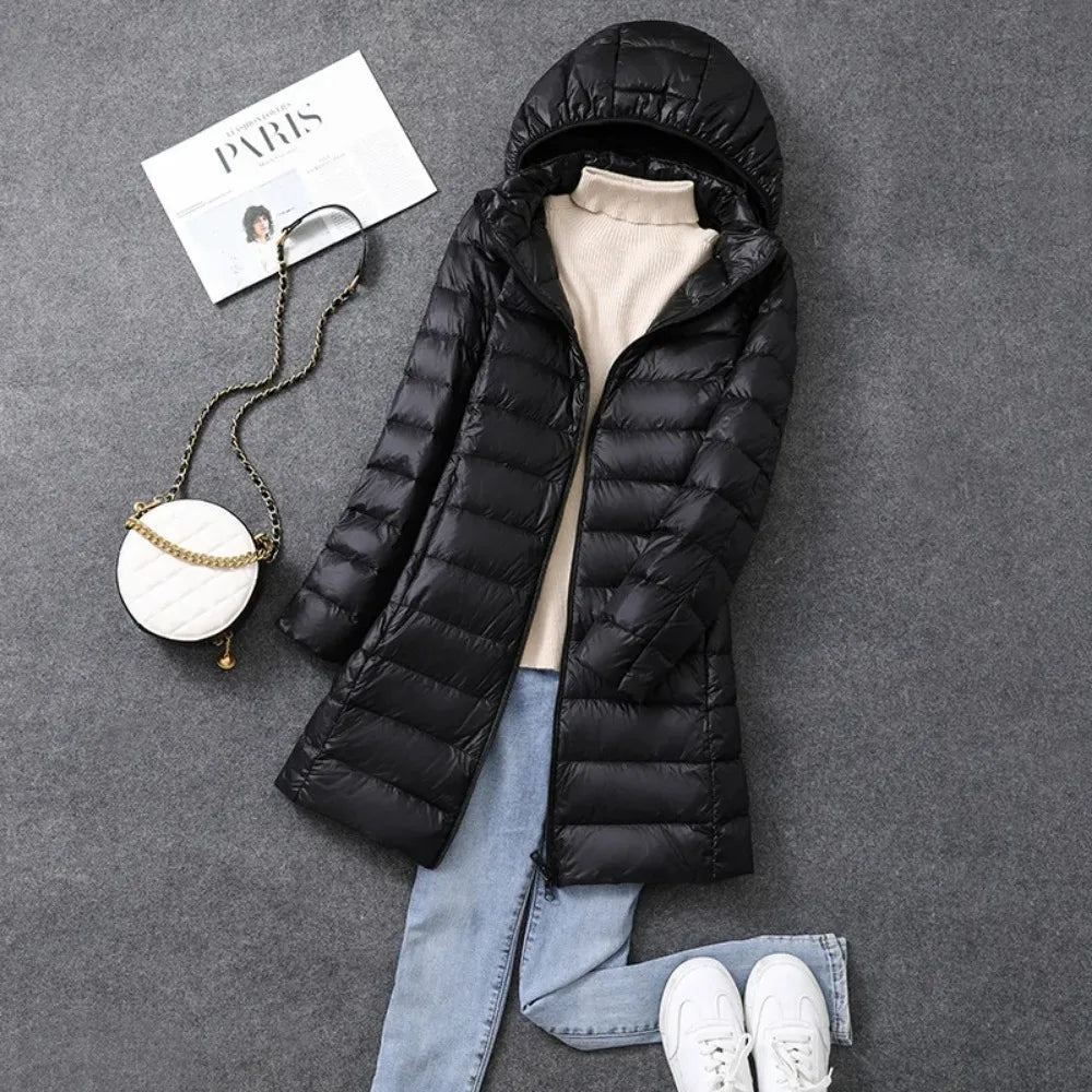 Women's Extra Long Puffer Coat - Detachable Hood Winter Jacket - photo 2