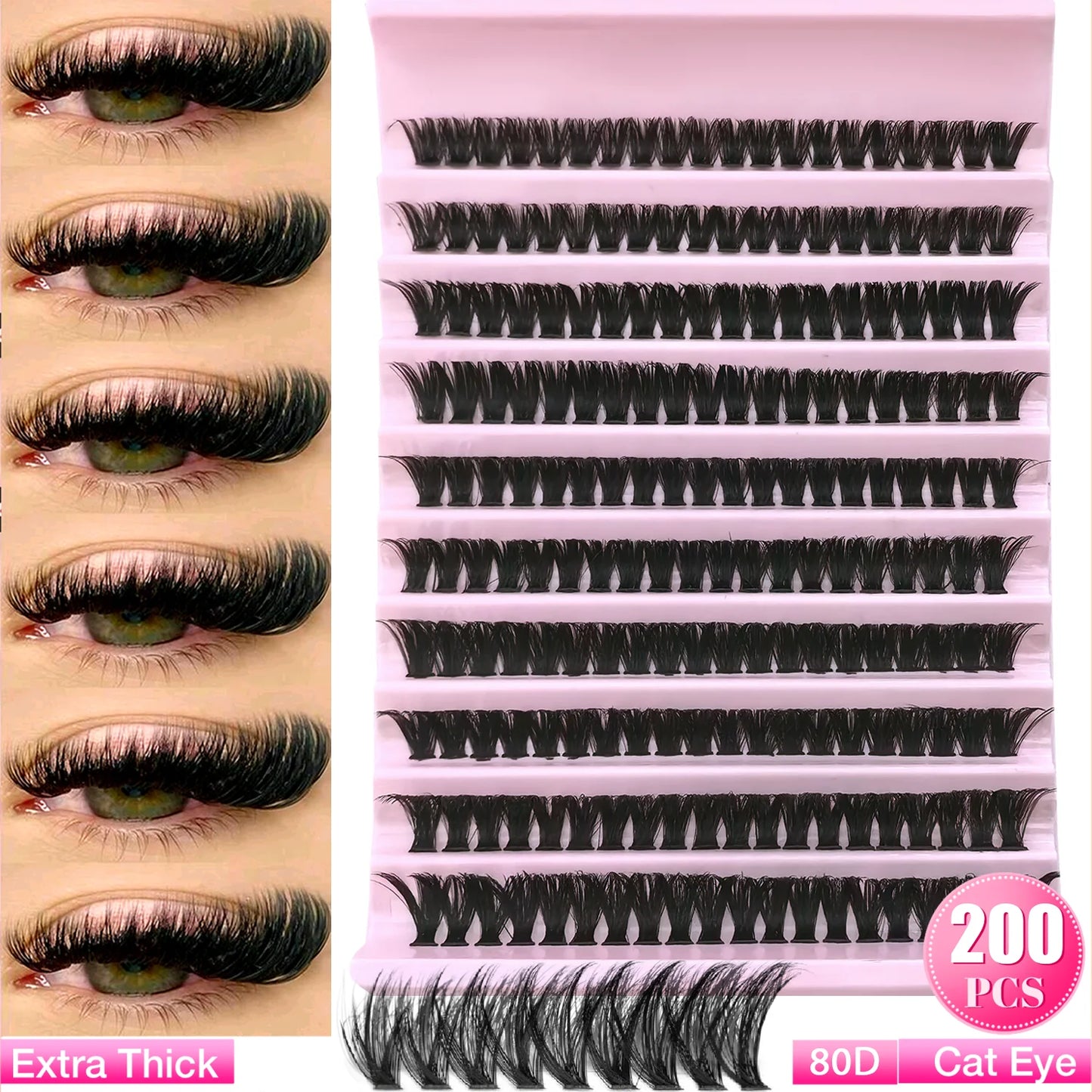 Mixed Tray Individual Cluster Lashes - 160pcs Natural Look